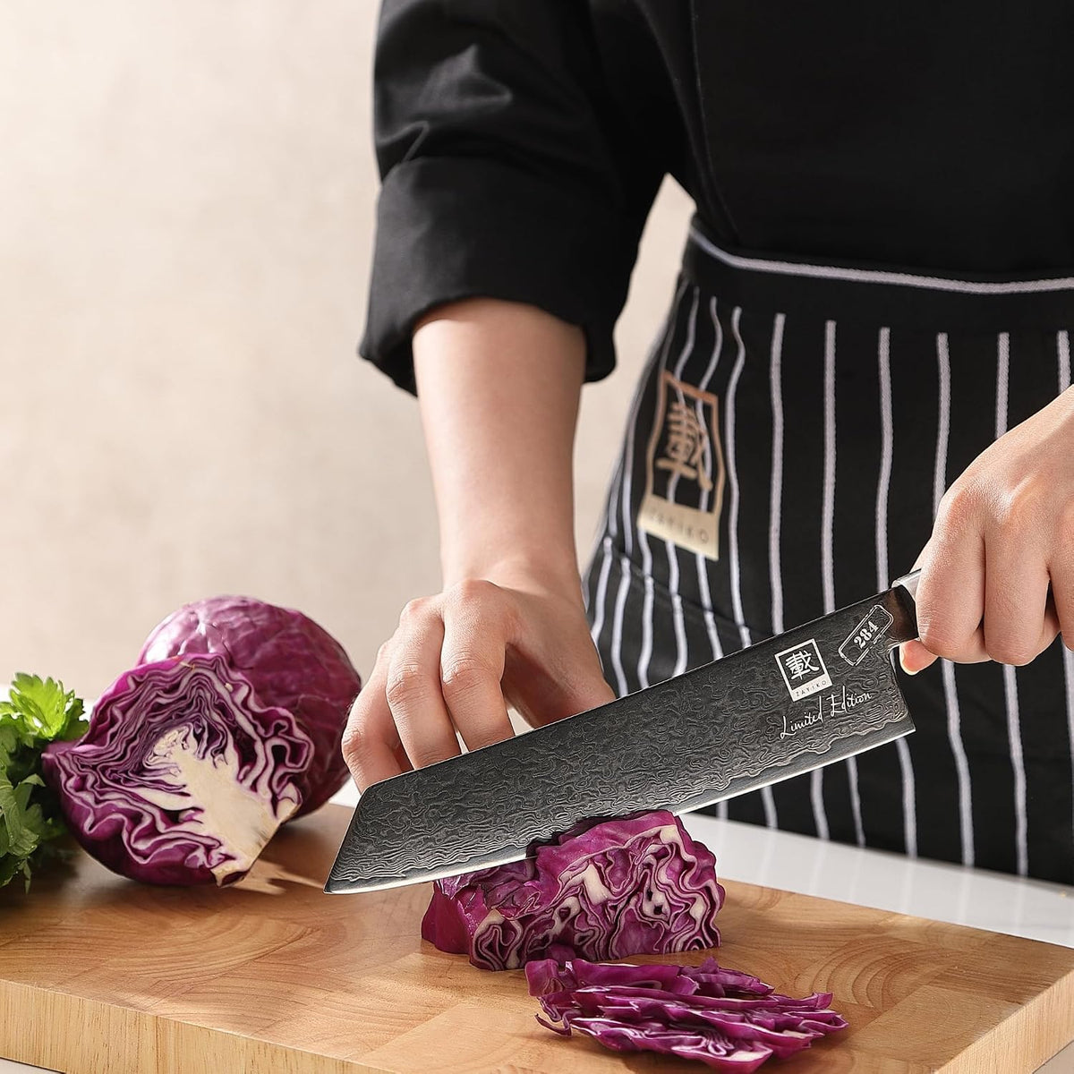 Limited Edition Copper Damascus Chef’s Knife – 8.3" Kiritsuke Blade | Damascus Steel with VG10 Core & Copper Texture | Maple Wood Handle | Professional Kitchen Knife in Gift Box