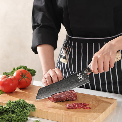 Limited Edition Copper Damascus Chef’s Knife – 8.3" Kiritsuke Blade | Damascus Steel with VG10 Core & Copper Texture | Maple Wood Handle | Professional Kitchen Knife in Gift Box