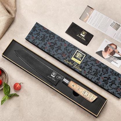 Limited Edition Copper Damascus Chef’s Knife – 8.3" Kiritsuke Blade | Damascus Steel with VG10 Core & Copper Texture | Maple Wood Handle | Professional Kitchen Knife in Gift Box