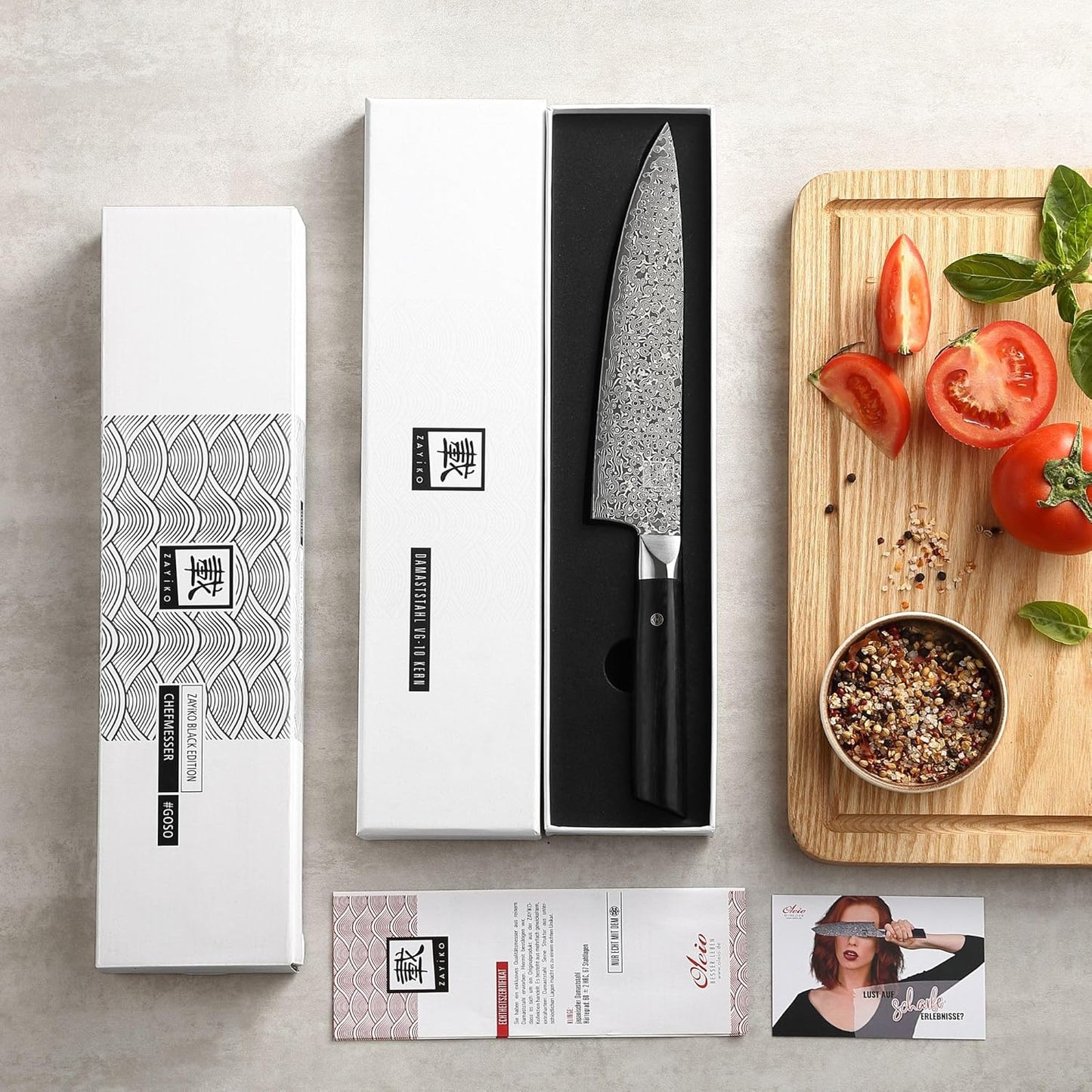 Limited Edition Copper Damascus Chef’s Knife – 8.3" Kiritsuke Blade | Damascus Steel with VG10 Core & Copper Texture | Maple Wood Handle | Professional Kitchen Knife in Gift Box