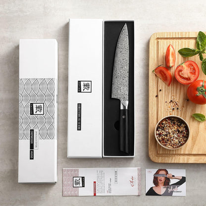 Limited Edition Copper Damascus Chef’s Knife – 8.3" Kiritsuke Blade | Damascus Steel with VG10 Core & Copper Texture | Maple Wood Handle | Professional Kitchen Knife in Gift Box