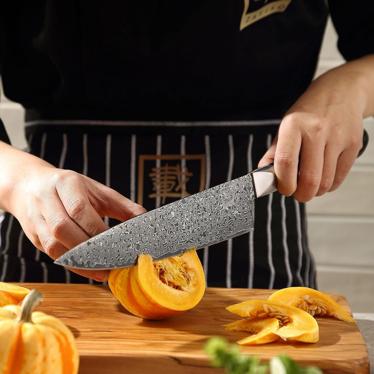 Limited Edition Copper Damascus Chef’s Knife – 8.3" Kiritsuke Blade | Damascus Steel with VG10 Core & Copper Texture | Maple Wood Handle | Professional Kitchen Knife in Gift Box