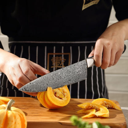 Limited Edition Copper Damascus Chef’s Knife – 8.3" Kiritsuke Blade | Damascus Steel with VG10 Core & Copper Texture | Maple Wood Handle | Professional Kitchen Knife in Gift Box