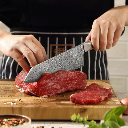 Limited Edition Copper Damascus Chef’s Knife – 8.3" Kiritsuke Blade | Damascus Steel with VG10 Core & Copper Texture | Maple Wood Handle | Professional Kitchen Knife in Gift Box