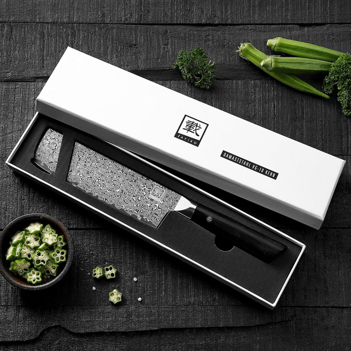 Limited Edition Copper Damascus Chef’s Knife – 8.3" Kiritsuke Blade | Damascus Steel with VG10 Core & Copper Texture | Maple Wood Handle | Professional Kitchen Knife in Gift Box