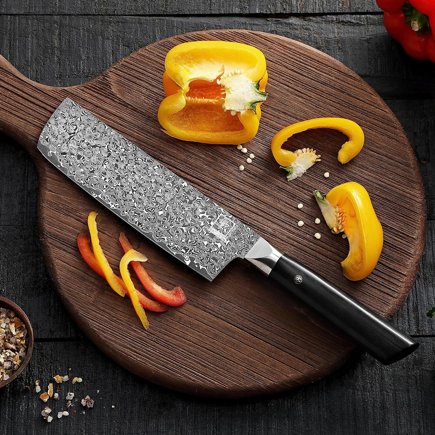 Limited Edition Copper Damascus Chef’s Knife – 8.3" Kiritsuke Blade | Damascus Steel with VG10 Core & Copper Texture | Maple Wood Handle | Professional Kitchen Knife in Gift Box