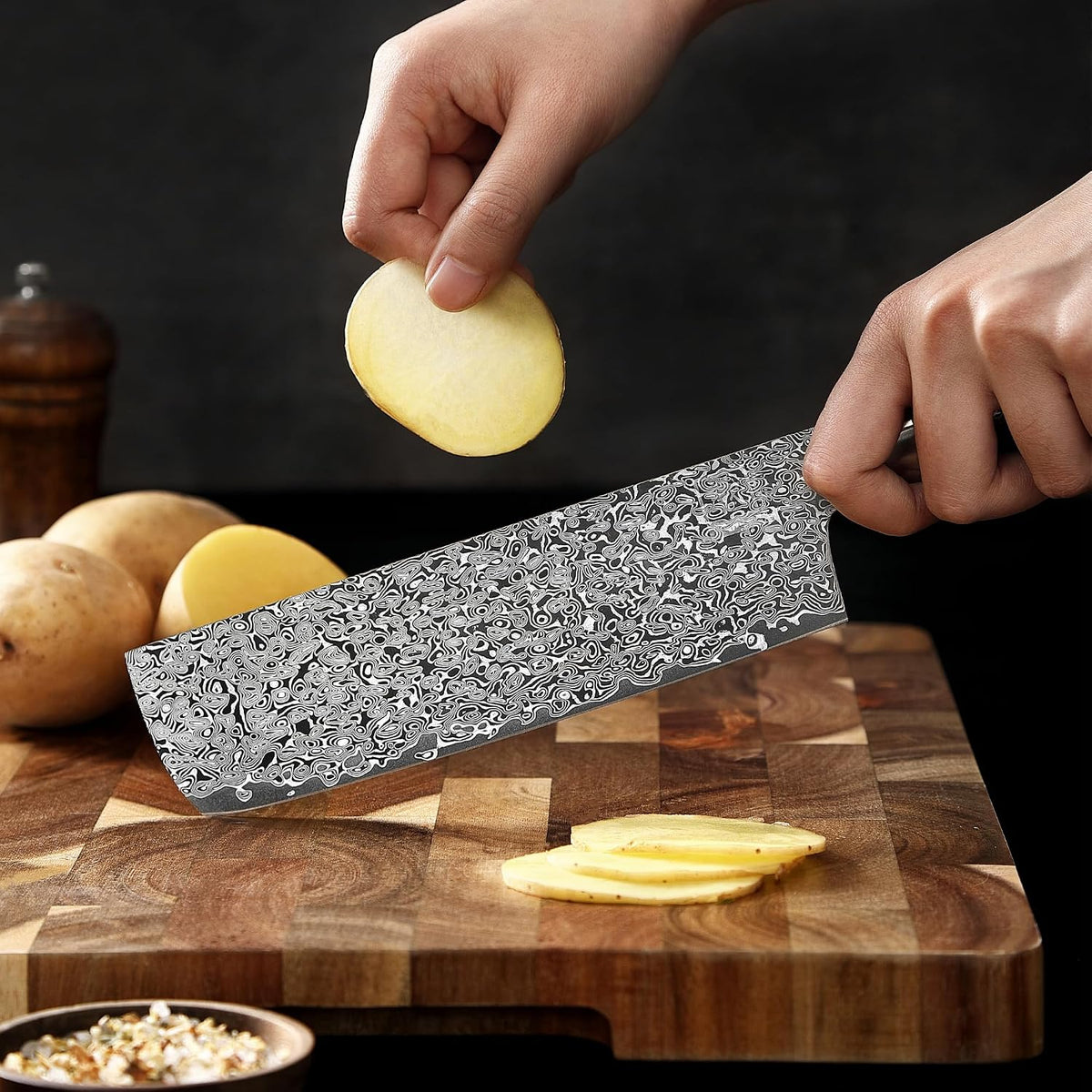 Limited Edition Copper Damascus Chef’s Knife – 8.3" Kiritsuke Blade | Damascus Steel with VG10 Core & Copper Texture | Maple Wood Handle | Professional Kitchen Knife in Gift Box