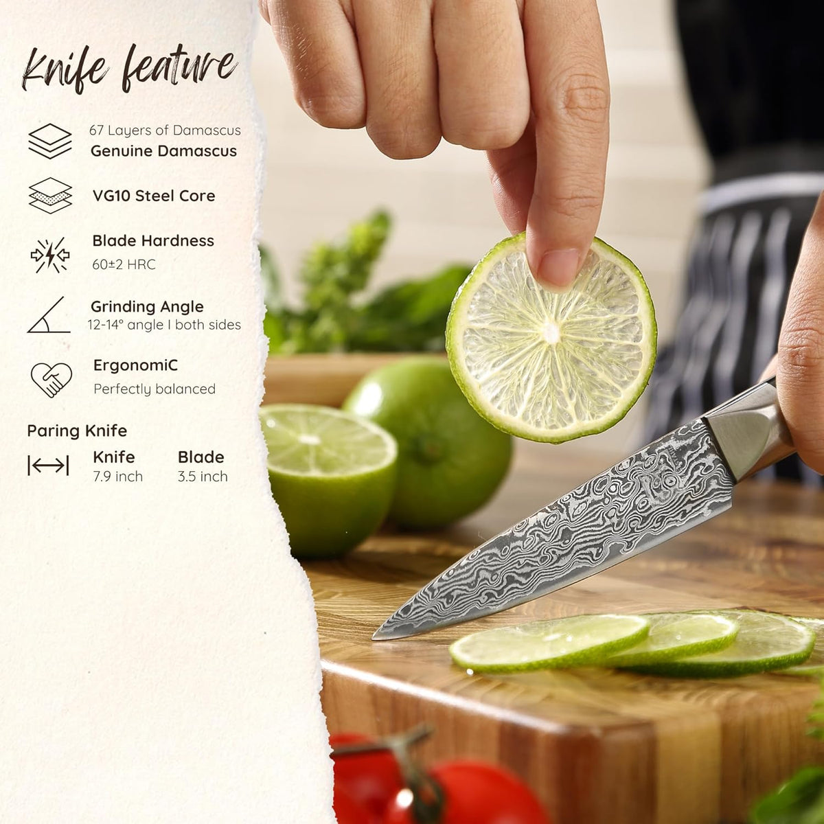 Limited Edition Copper Damascus Chef’s Knife – 8.3" Kiritsuke Blade | Damascus Steel with VG10 Core & Copper Texture | Maple Wood Handle | Professional Kitchen Knife in Gift Box