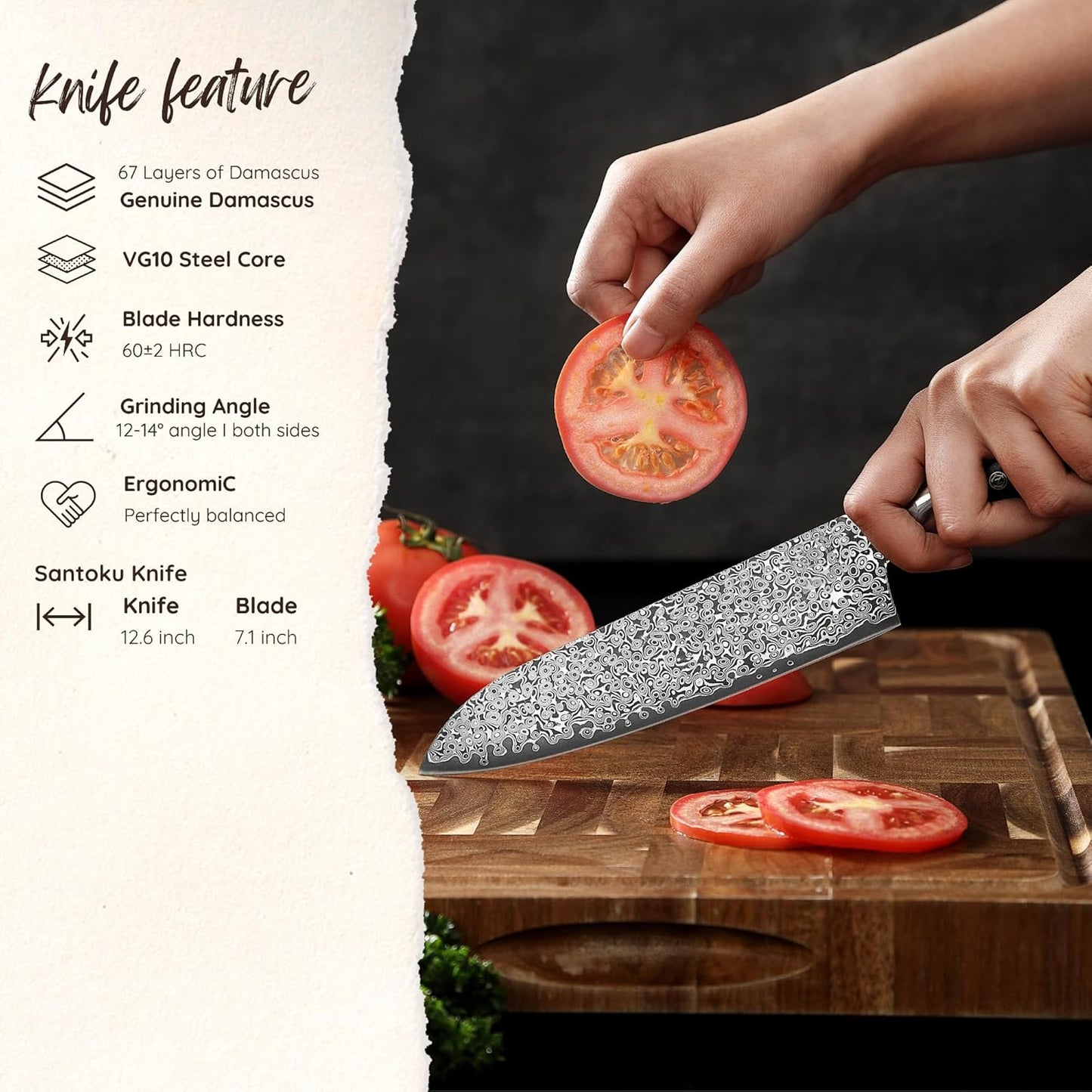 Limited Edition Copper Damascus Chef’s Knife – 8.3" Kiritsuke Blade | Damascus Steel with VG10 Core & Copper Texture | Maple Wood Handle | Professional Kitchen Knife in Gift Box