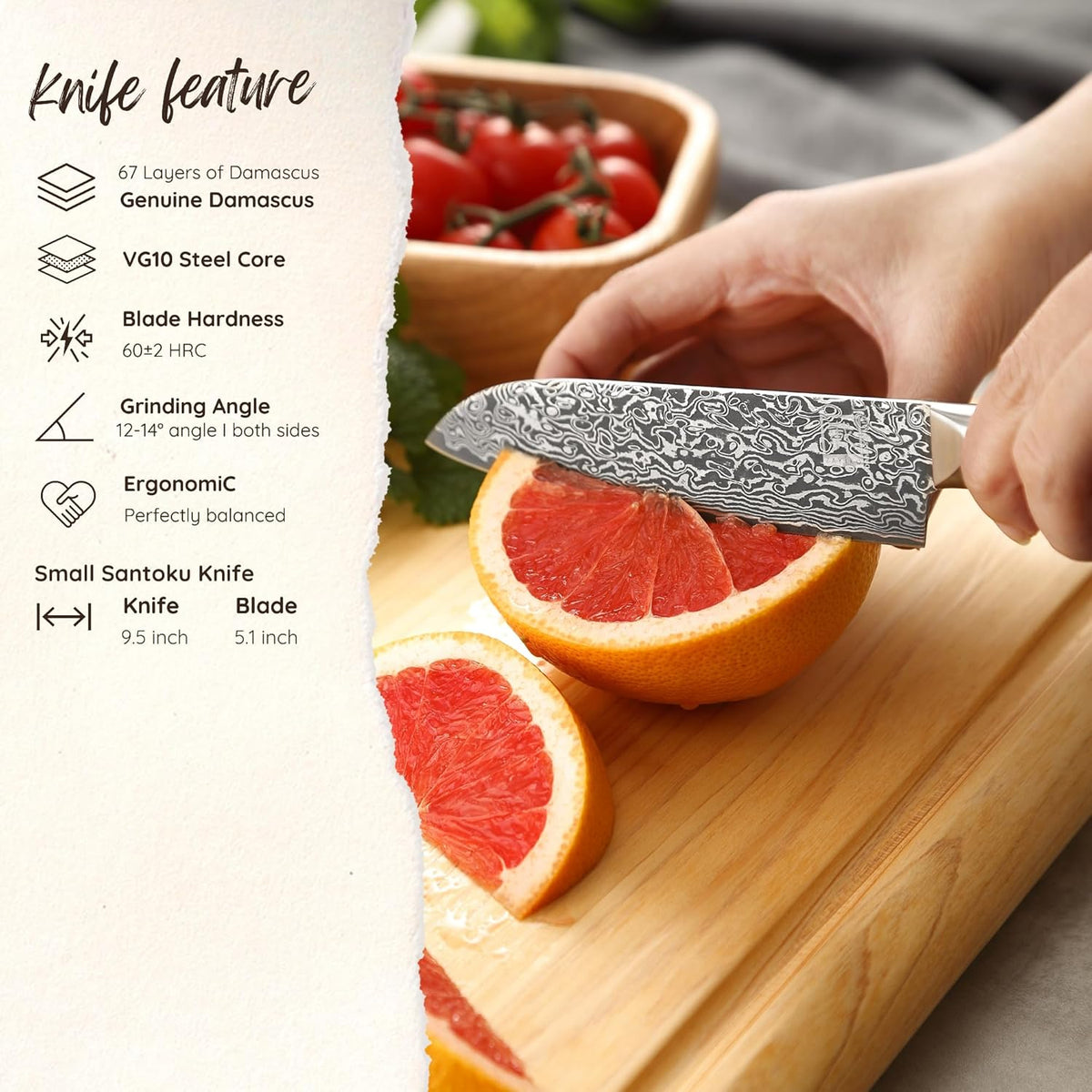 Limited Edition Copper Damascus Chef’s Knife – 8.3" Kiritsuke Blade | Damascus Steel with VG10 Core & Copper Texture | Maple Wood Handle | Professional Kitchen Knife in Gift Box