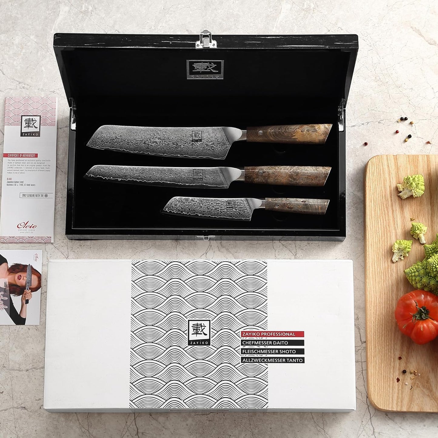 Limited Edition Copper Damascus Chef’s Knife – 8.3" Kiritsuke Blade | Damascus Steel with VG10 Core & Copper Texture | Maple Wood Handle | Professional Kitchen Knife in Gift Box
