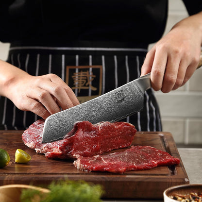Limited Edition Copper Damascus Chef’s Knife – 8.3" Kiritsuke Blade | Damascus Steel with VG10 Core & Copper Texture | Maple Wood Handle | Professional Kitchen Knife in Gift Box