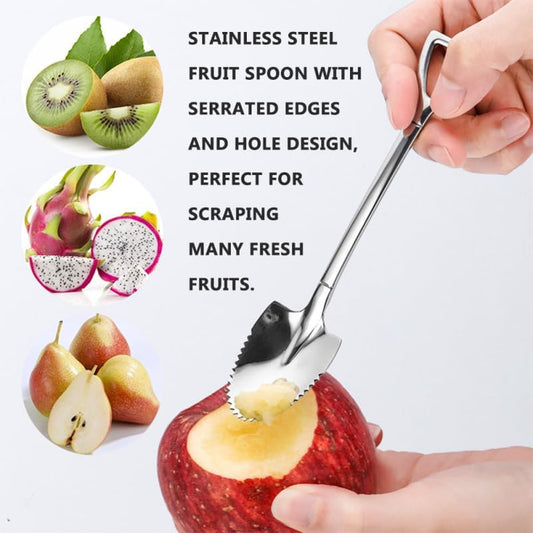 3-Pack Stainless Steel Grapefruit Spoons Serrated Fruit Spoons with Hole Design Mirror Polished Scraping Spoon for Grapefruit Watermelon Peach and Fresh Fruit