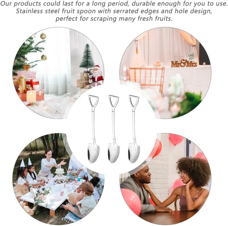 3-Pack Stainless Steel Grapefruit Spoons Serrated Fruit Spoons with Hole Design Mirror Polished Scraping Spoon for Grapefruit Watermelon Peach and Fresh Fruit