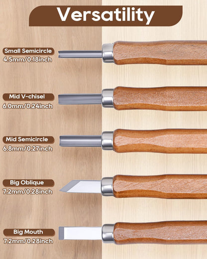 12 Pack Linocut Wood Carving Tools Set Linoleum Hand Wood Carving Kit Whittling Knives V-Chisel Angled Gouge Half Round Woodcarving Tools Set Whittling Kit for Linocut Printmaking Supplies Gift