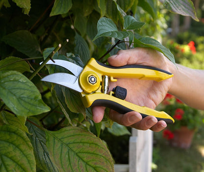 ColorPoint Stainless Steel Compact Garden Pruning Shears, Hand Pruner, Garden Clippers, with Heavy Duty Blade and Easy grip Handle, Yellow