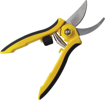 ColorPoint Stainless Steel Compact Garden Pruning Shears, Hand Pruner, Garden Clippers, with Heavy Duty Blade and Easy grip Handle, Yellow