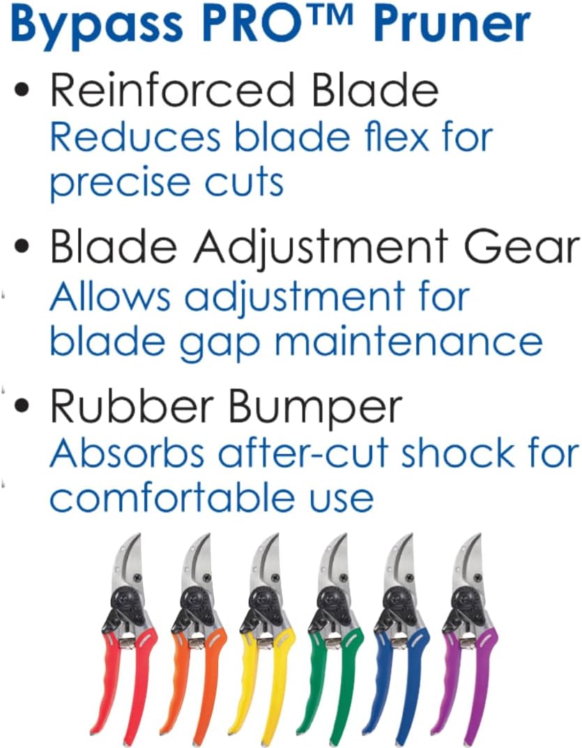 ColorPoint Stainless Steel Compact Garden Pruning Shears, Hand Pruner, Garden Clippers, with Heavy Duty Blade and Easy grip Handle, Yellow