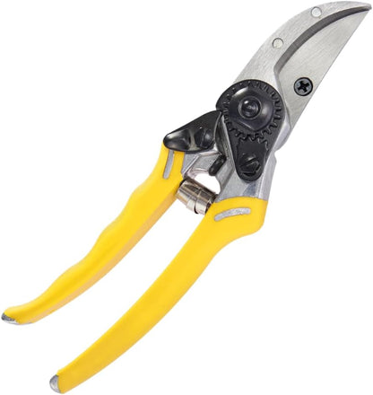 ColorPoint Stainless Steel Compact Garden Pruning Shears, Hand Pruner, Garden Clippers, with Heavy Duty Blade and Easy grip Handle, Yellow