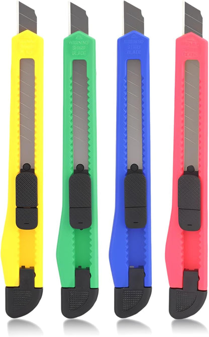 4 Pack Box Cutter Utility Knife, Mini Box Cutters Retractable Opener, Professional Razor Blade Knives, Small Snap Off Paper Knife
