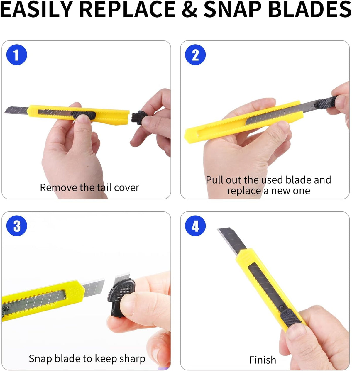 4 Pack Box Cutter Utility Knife, Mini Box Cutters Retractable Opener, Professional Razor Blade Knives, Small Snap Off Paper Knife