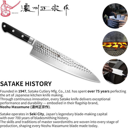 8 Inch Japanese Chef Knife, Made in Japan, Full Tang High Carbon Molybdenum Stainless Steel Gyuto Knife with Hammered Finish for Rock Chopping Meat, Fish and Vegetables