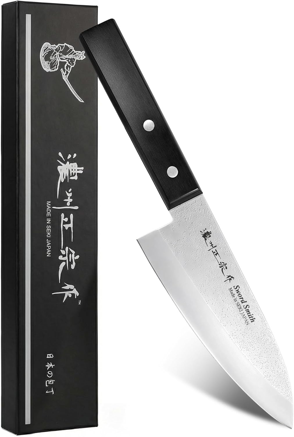 8 Inch Japanese Chef Knife, Made in Japan, Full Tang High Carbon Molybdenum Stainless Steel Gyuto Knife with Hammered Finish for Rock Chopping Meat, Fish and Vegetables