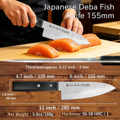 8 Inch Japanese Chef Knife, Made in Japan, Full Tang High Carbon Molybdenum Stainless Steel Gyuto Knife with Hammered Finish for Rock Chopping Meat, Fish and Vegetables