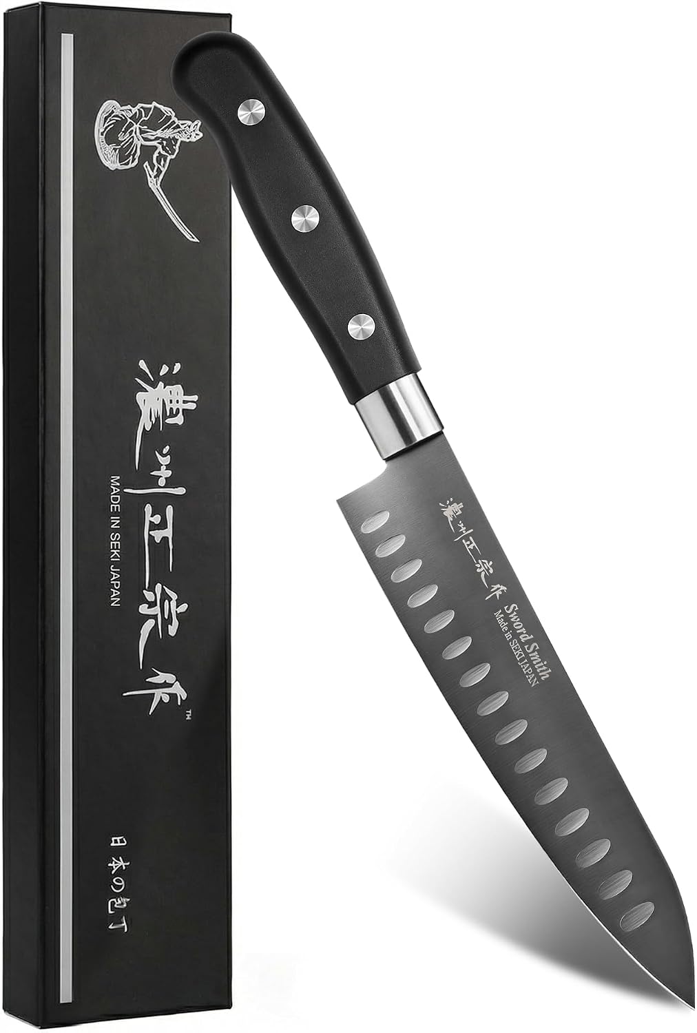 8 Inch Japanese Chef Knife, Made in Japan, Full Tang High Carbon Molybdenum Stainless Steel Gyuto Knife with Hammered Finish for Rock Chopping Meat, Fish and Vegetables