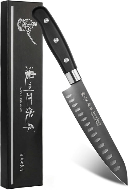 8 Inch Japanese Chef Knife, Made in Japan, Full Tang High Carbon Molybdenum Stainless Steel Gyuto Knife with Hammered Finish for Rock Chopping Meat, Fish and Vegetables
