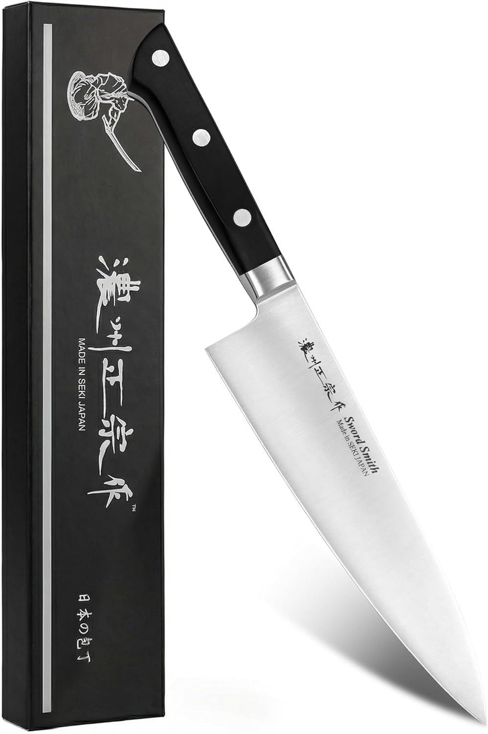 8 Inch Japanese Chef Knife, Made in Japan, Full Tang High Carbon Molybdenum Stainless Steel Gyuto Knife with Hammered Finish for Rock Chopping Meat, Fish and Vegetables