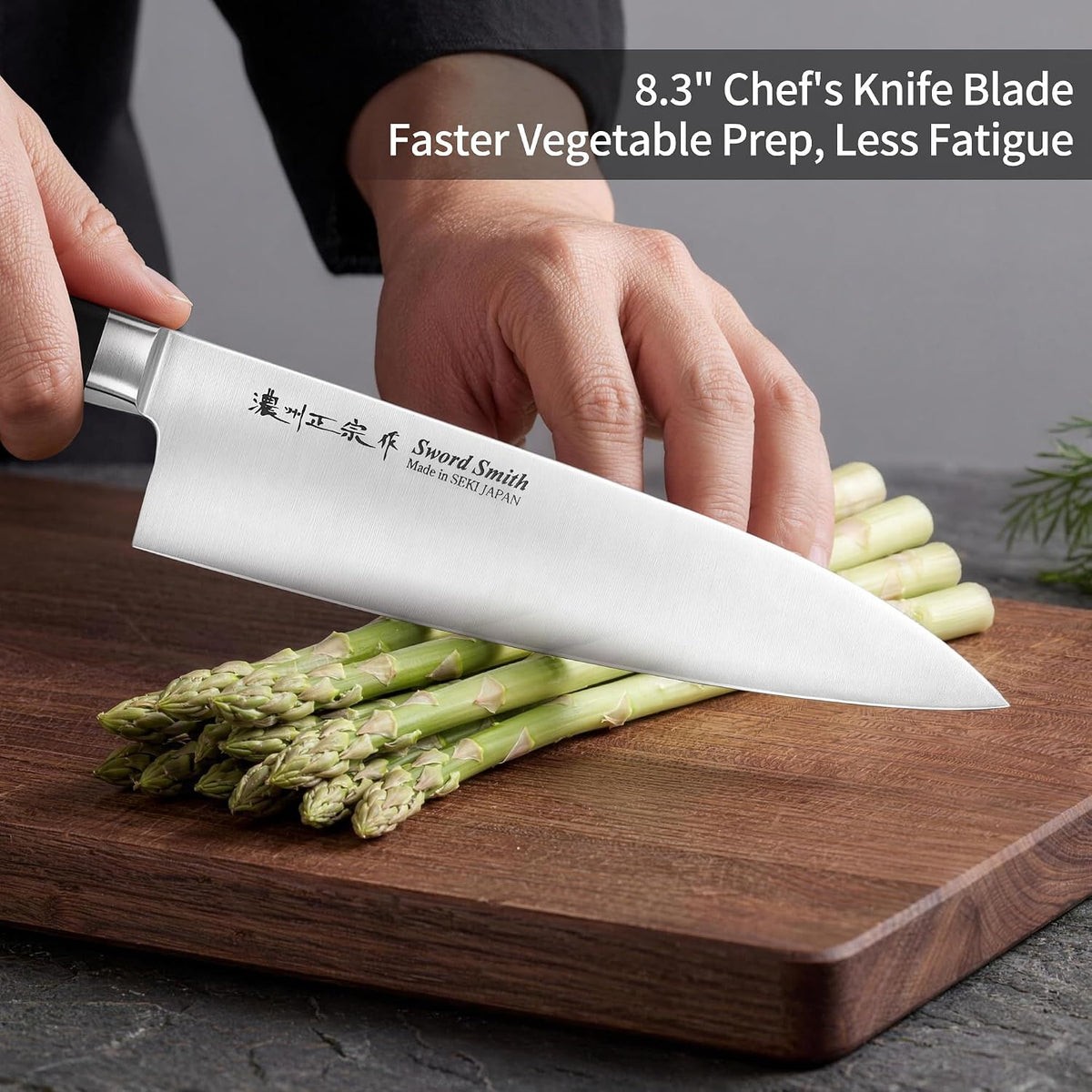 8 Inch Japanese Chef Knife, Made in Japan, Full Tang High Carbon Molybdenum Stainless Steel Gyuto Knife with Hammered Finish for Rock Chopping Meat, Fish and Vegetables