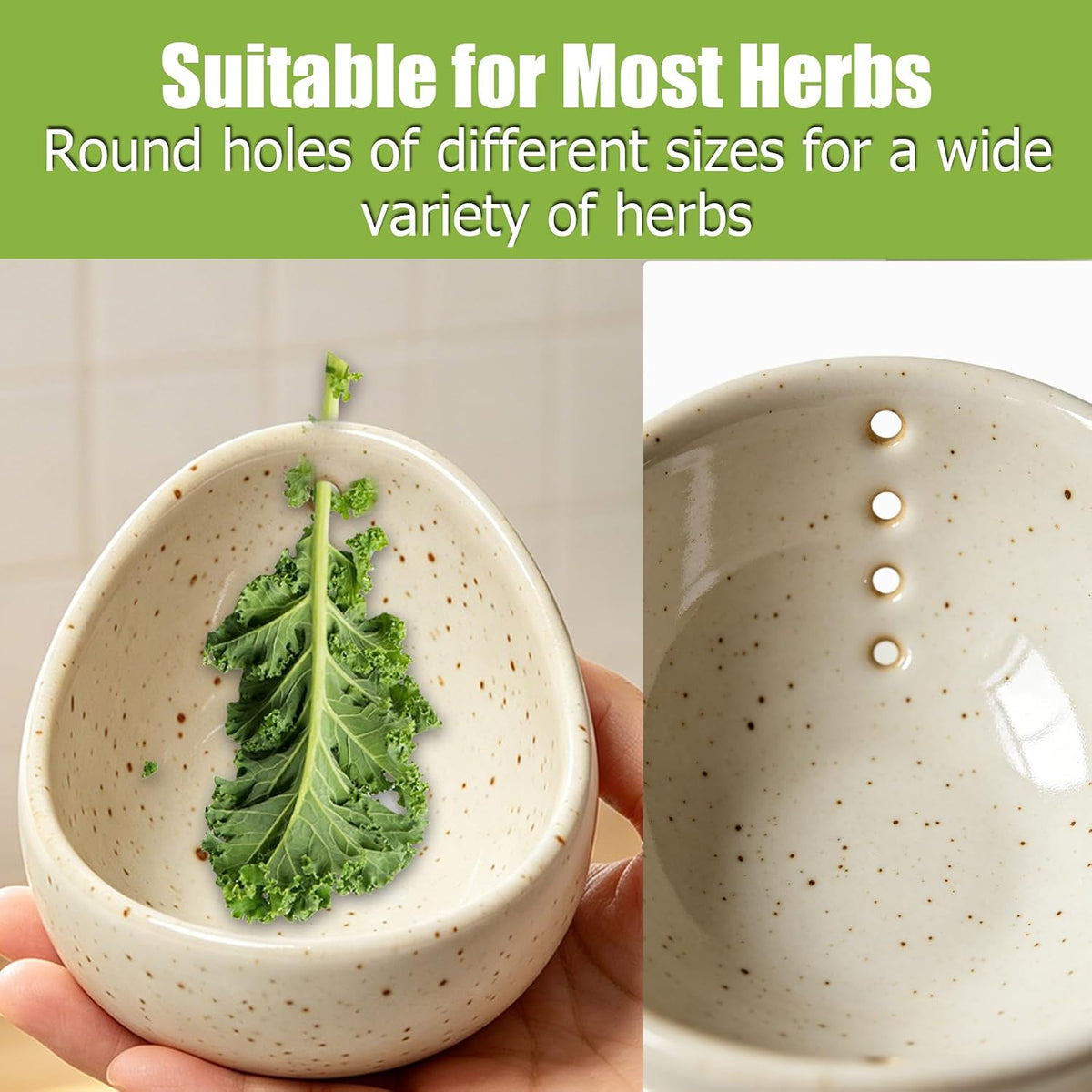 2025 Latest Herb Stripper Pottery Bowl Cutter Tool: Stripping Ceramic Fresh Herbs Kale Striper Cilantro Cutting Razor Gift Herbalists Peeler Shredder Chopper Clay Small Cup (Blue(No Scissor))