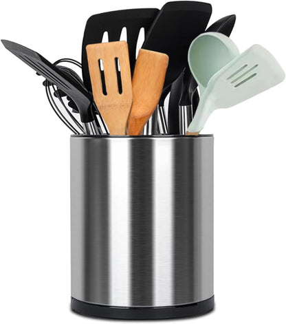 Silverware Organizer, Kitchen Utensil Holder for Counter, Stainless Steel Caddy with 4 Compartments Flatware Spoon Fork Tools Cutlery Holder Silverware Caddy for Utensil Holder（Silvery）