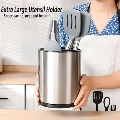 Silverware Organizer, Kitchen Utensil Holder for Counter, Stainless Steel Caddy with 4 Compartments Flatware Spoon Fork Tools Cutlery Holder Silverware Caddy for Utensil Holder（Silvery）