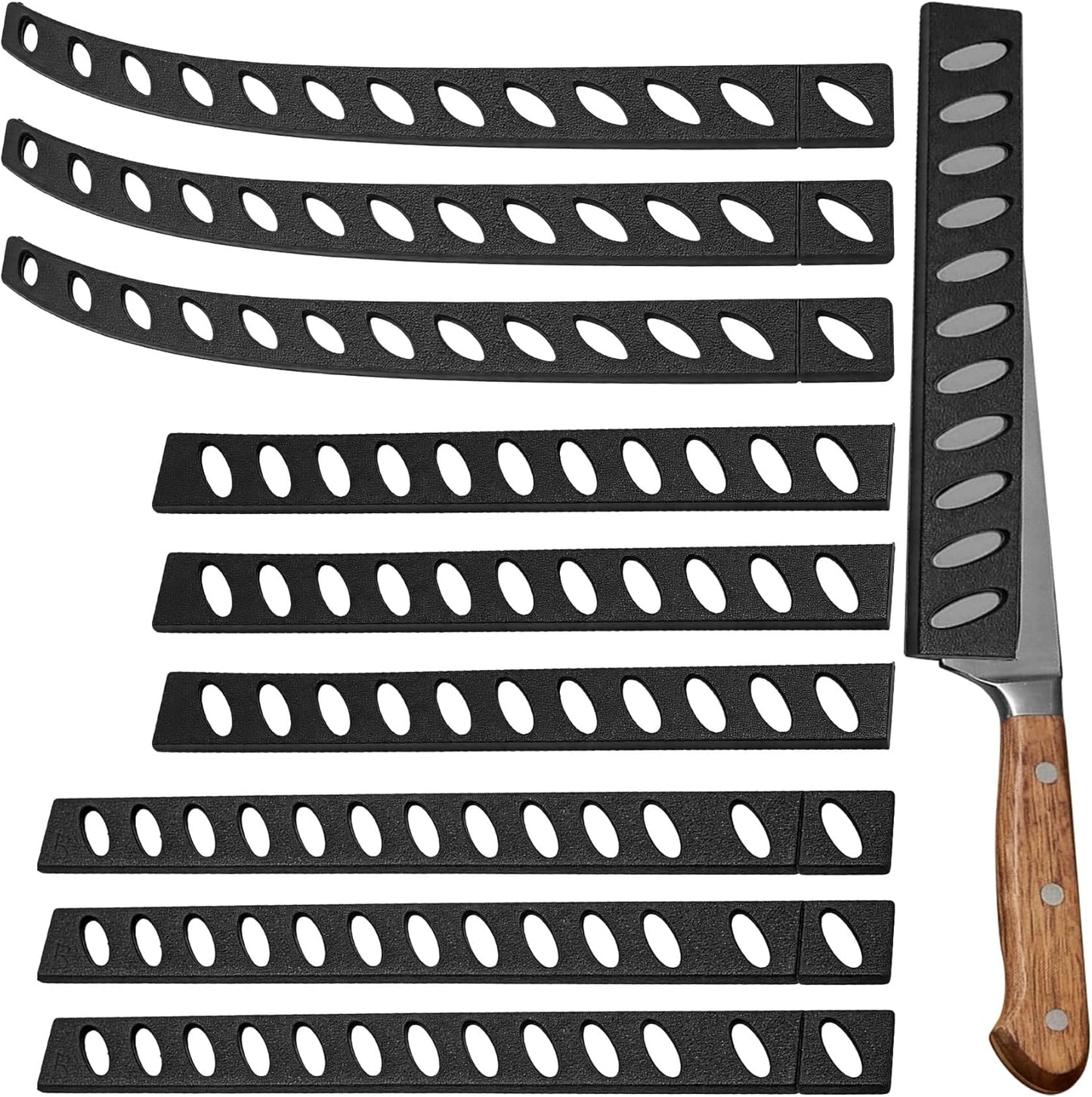 6 PCS Knife Sleeves, Knife Blade Edge Guard Protector Sheath Cover, 6.69/8.27/8.66 Inch Plastic Universal Blade Guard for Kitchen, Restaurant, Ceramic Bread Paring Knives (Black, 3 Styles)