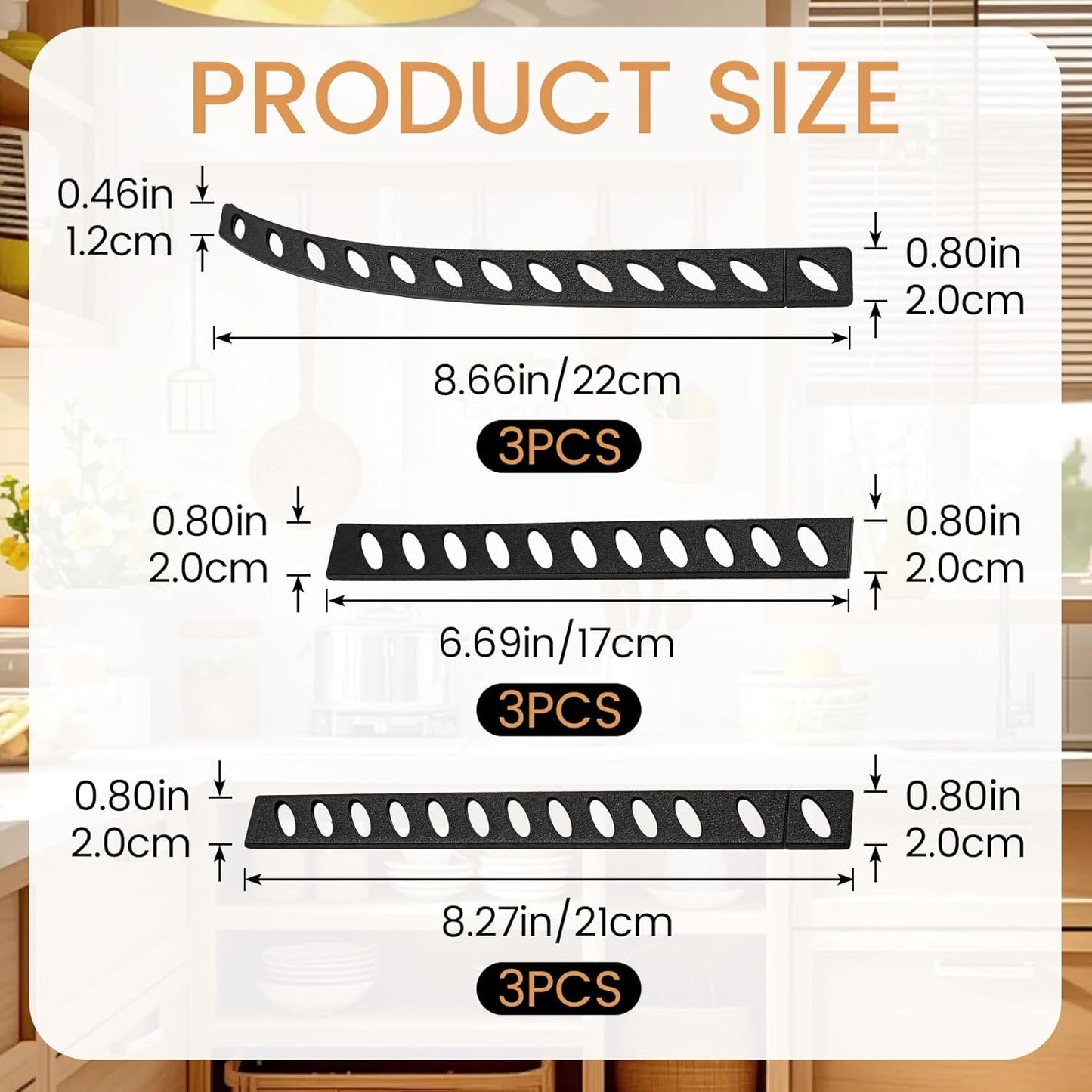6 PCS Knife Sleeves, Knife Blade Edge Guard Protector Sheath Cover, 6.69/8.27/8.66 Inch Plastic Universal Blade Guard for Kitchen, Restaurant, Ceramic Bread Paring Knives (Black, 3 Styles)