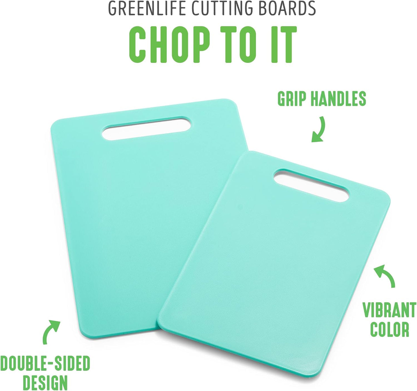 Cutting Board Set 8x12" & 10x14", Extra Durable, Meal Prep, Non-Slip, Grip Handles, Crack Resistant, Dishwasher Safe, Reversible, Versatile Kitchen Essentials, Turquoise