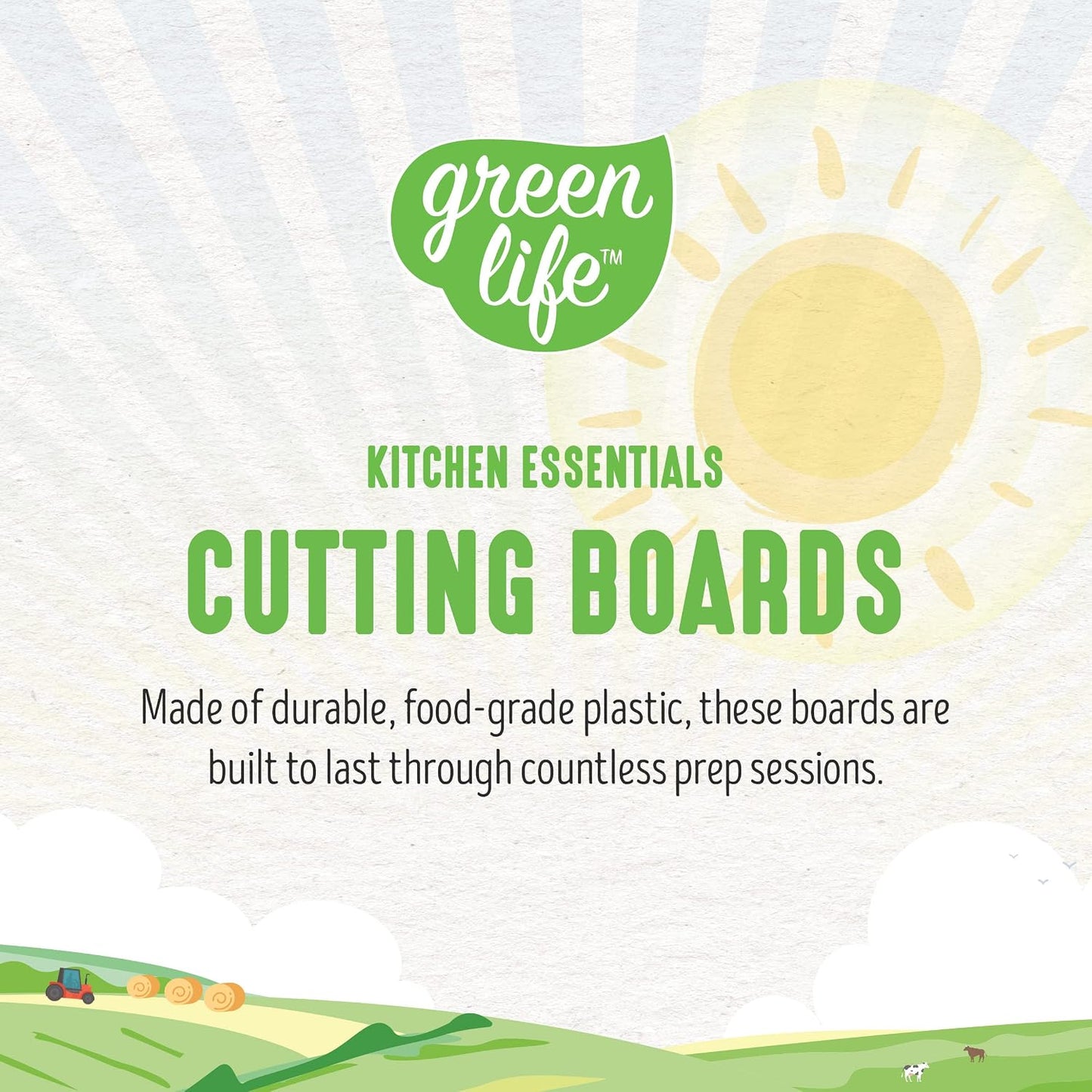 Cutting Board Set 8x12" & 10x14", Extra Durable, Meal Prep, Non-Slip, Grip Handles, Crack Resistant, Dishwasher Safe, Reversible, Versatile Kitchen Essentials, Turquoise