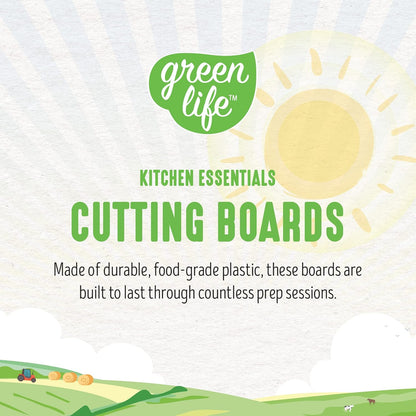 Cutting Board Set 8x12" & 10x14", Extra Durable, Meal Prep, Non-Slip, Grip Handles, Crack Resistant, Dishwasher Safe, Reversible, Versatile Kitchen Essentials, Turquoise