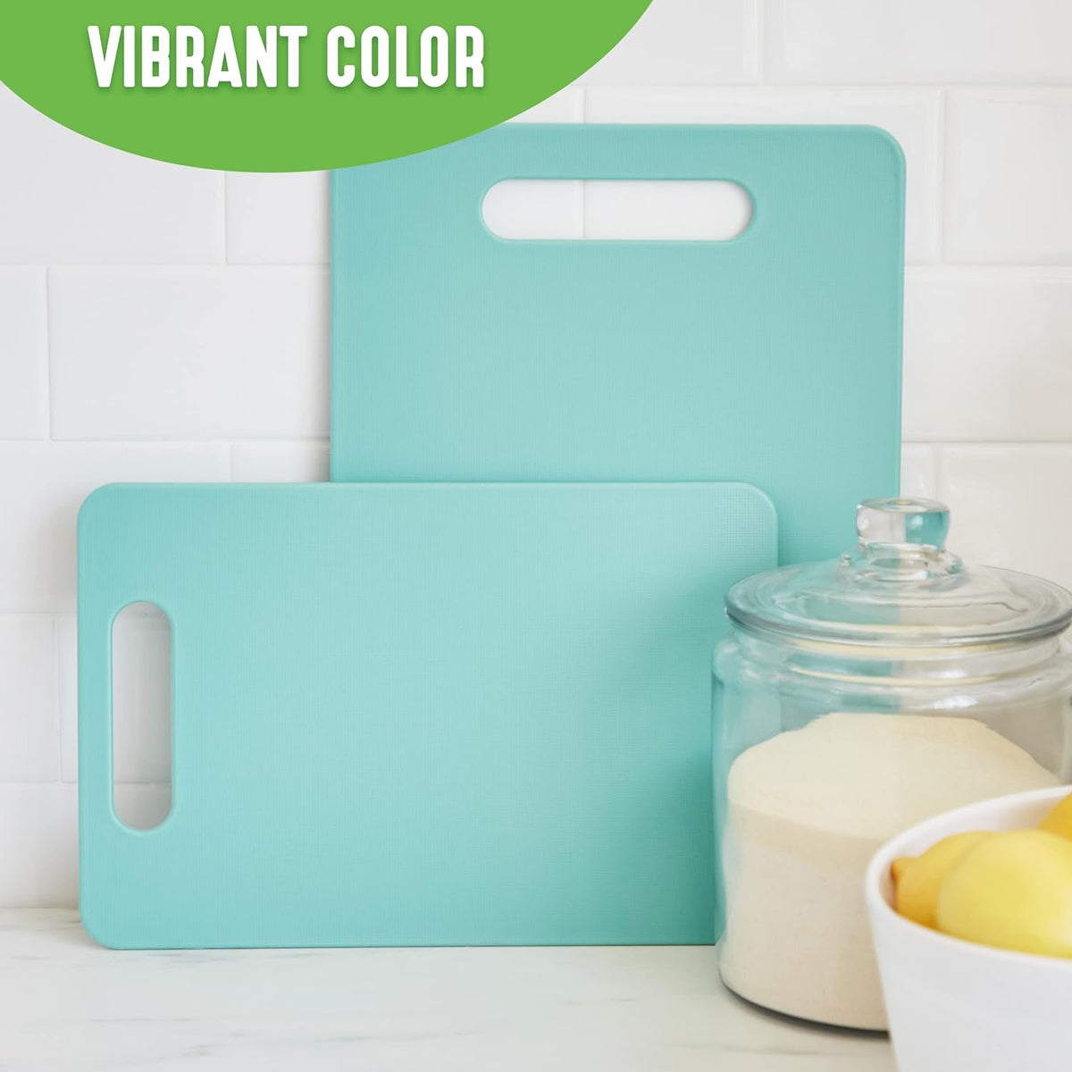 Cutting Board Set 8x12" & 10x14", Extra Durable, Meal Prep, Non-Slip, Grip Handles, Crack Resistant, Dishwasher Safe, Reversible, Versatile Kitchen Essentials, Turquoise