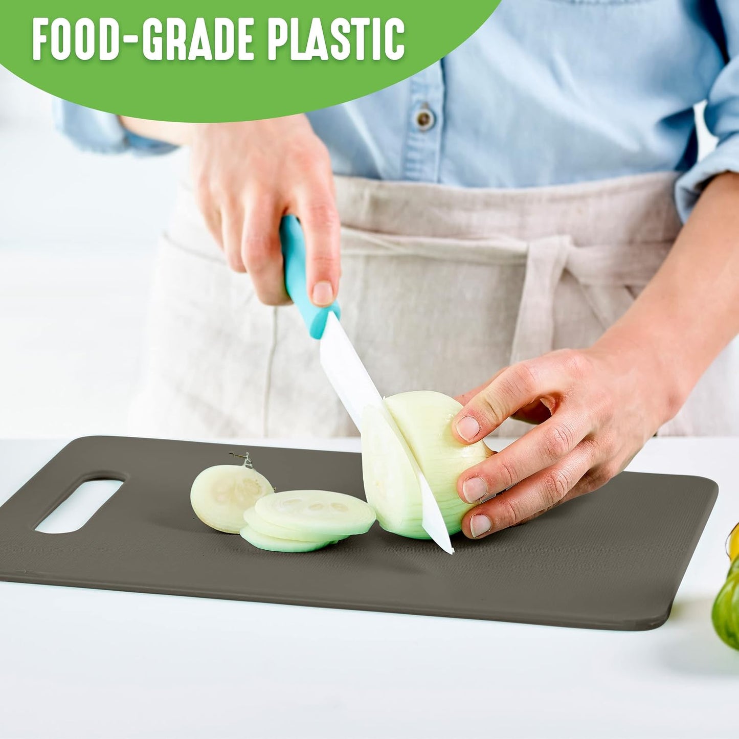 Cutting Board Set 8x12" & 10x14", Extra Durable, Meal Prep, Non-Slip, Grip Handles, Crack Resistant, Dishwasher Safe, Reversible, Versatile Kitchen Essentials, Turquoise