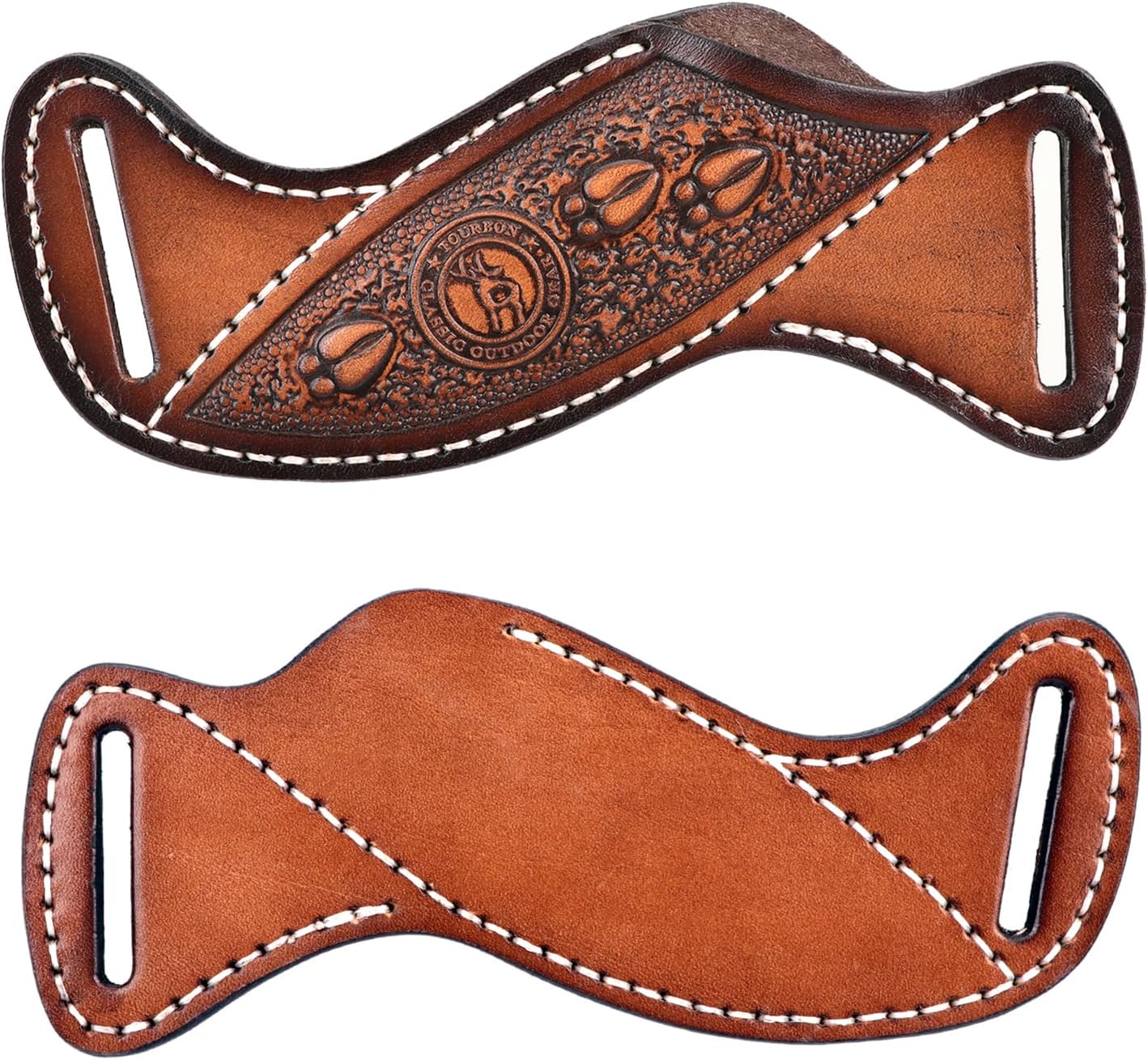 Leather Knife Sheath -Horizontal Pancake Belt Fixed Folding Knives Holster | Right Side Draw,Angled Design,Fits 1.5" Belt Wide,For Workshop,Hiking,Camping,Hunting, Retro Pattern,Open-Top Access,Compact