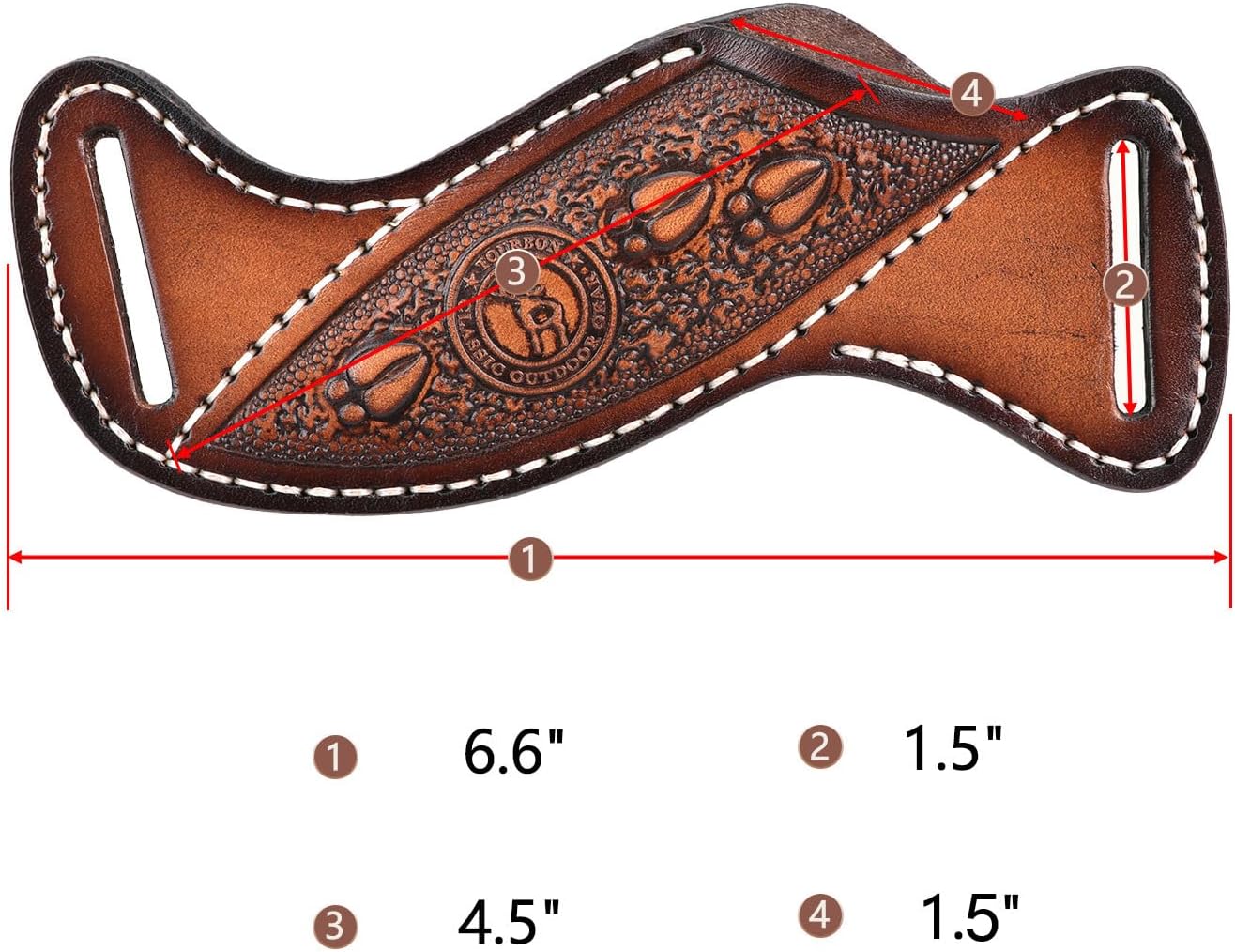 Leather Knife Sheath -Horizontal Pancake Belt Fixed Folding Knives Holster | Right Side Draw,Angled Design,Fits 1.5" Belt Wide,For Workshop,Hiking,Camping,Hunting, Retro Pattern,Open-Top Access,Compact