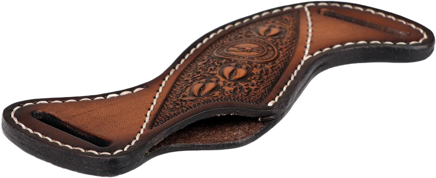 Leather Knife Sheath -Horizontal Pancake Belt Fixed Folding Knives Holster | Right Side Draw,Angled Design,Fits 1.5" Belt Wide,For Workshop,Hiking,Camping,Hunting, Retro Pattern,Open-Top Access,Compact