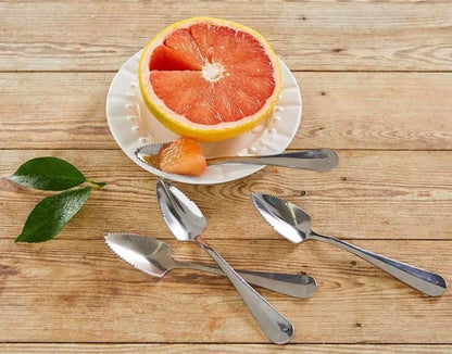 GrapeFruit Spoons with Serrated Edge Set of 2 - Stainless Steel Easy Cut and Scoop Grapefruit Spoons - Polished Mirror Food Grade - Longer Spoon Handle - Dishwasher Safe