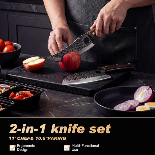 Viking Knife, Butcher Knife Set Hand Forged Boning Knives, Japanese Serbian Chef knives Kitchen Chopping for Meat Cutting Chefs Cleaver Camping Cooking, BBQ, Gifts for Men