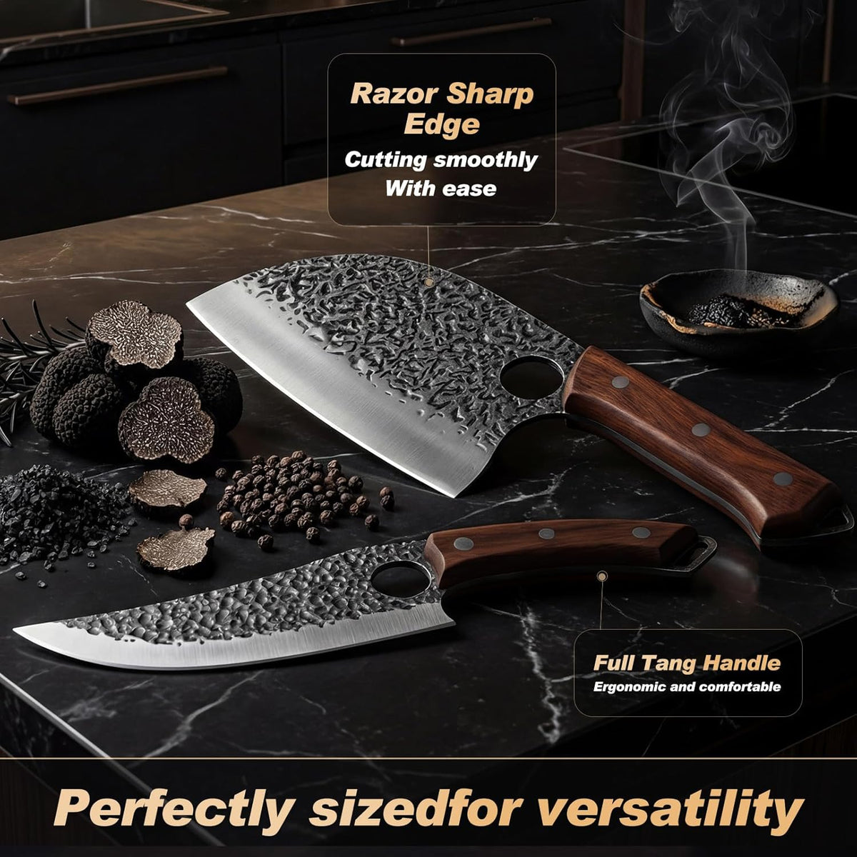 Viking Knife, Butcher Knife Set Hand Forged Boning Knives, Japanese Serbian Chef knives Kitchen Chopping for Meat Cutting Chefs Cleaver Camping Cooking, BBQ, Gifts for Men