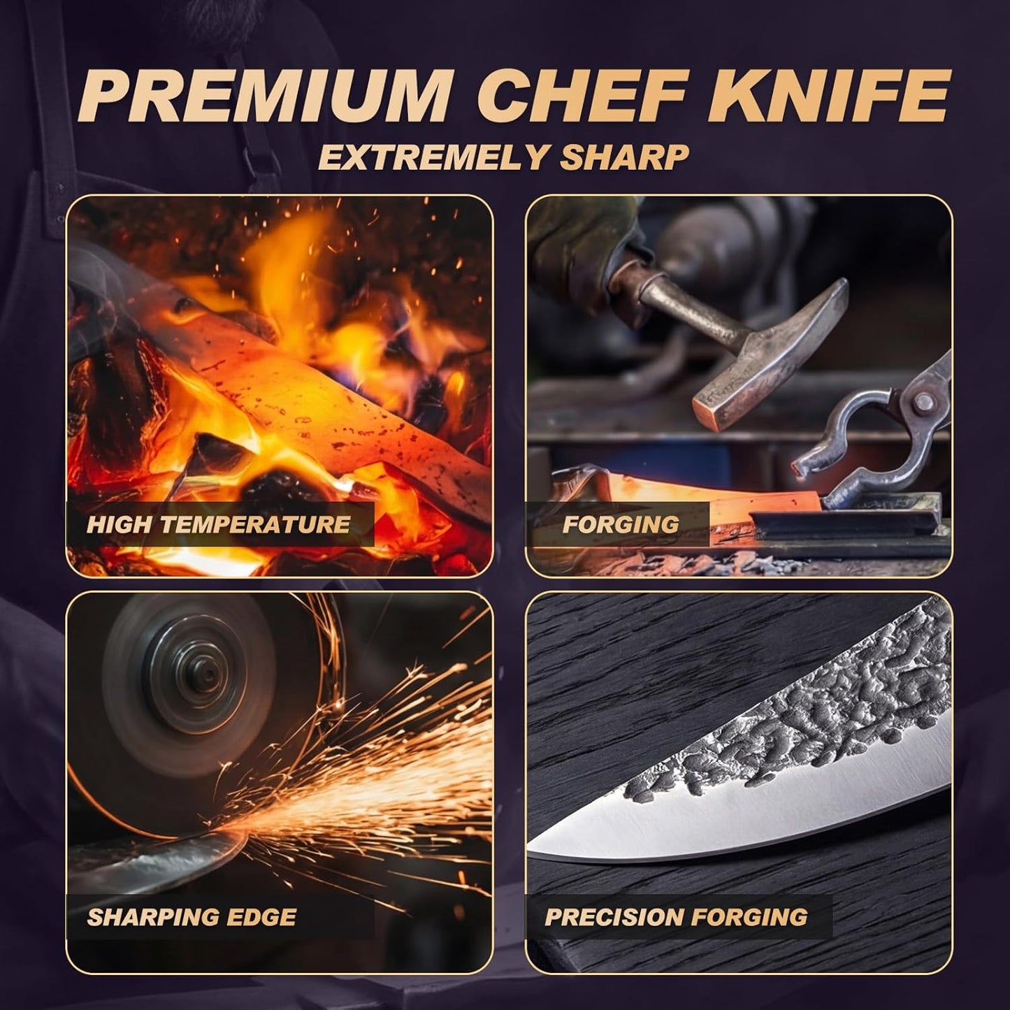 Viking Knife, Butcher Knife Set Hand Forged Boning Knives, Japanese Serbian Chef knives Kitchen Chopping for Meat Cutting Chefs Cleaver Camping Cooking, BBQ, Gifts for Men