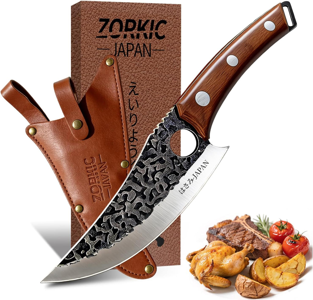 Viking Knife, Butcher Knife Set Hand Forged Boning Knives, Japanese Serbian Chef knives Kitchen Chopping for Meat Cutting Chefs Cleaver Camping Cooking, BBQ, Gifts for Men